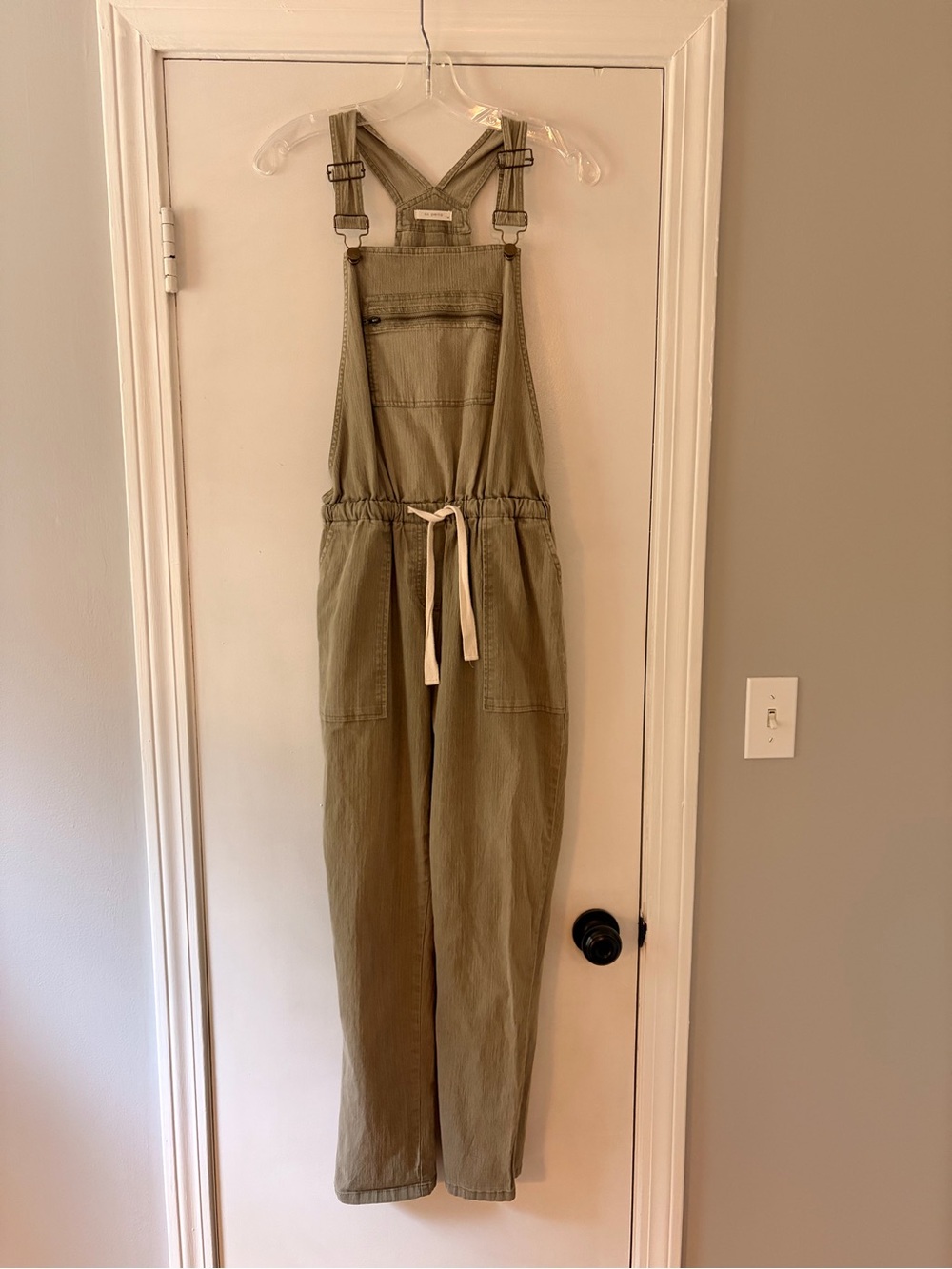 Utility Drawstring Olive Jumpsuit with Adjustable Straps